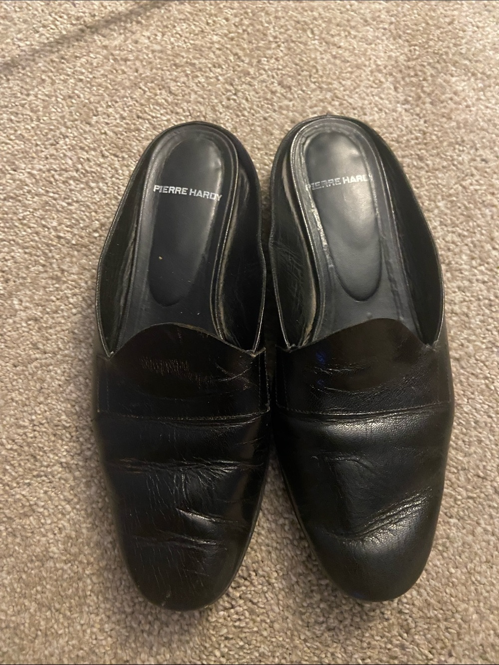 Pierre Hardy Black Leather Slip-On Mules